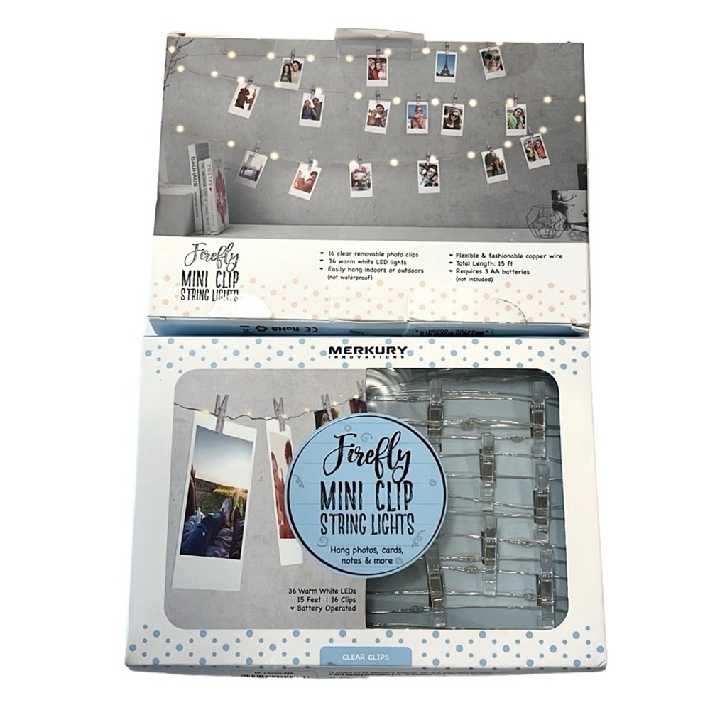 Merkury Innovations firefly clear mini clip string lights bundle